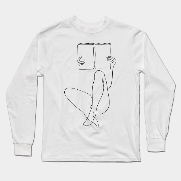 Reading Naked n.2 Long Sleeve T-Shirt by Printable Muse